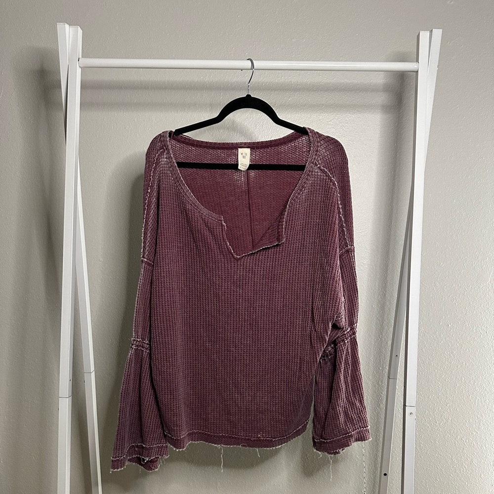 We the Free People | Dahlia Thermal Shirt Top | washed mauve pink